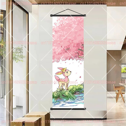 Pokémon Retro HD Scroll Painting Poster Squirtle Eevee Charmander Bulbasaur Gyarados Charizard Fan Collection Children's Gift