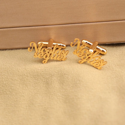 Trendy Customized Name Logo Cufflinks for Men Shirt Cuff Buttons Wedding Jewelry Personalized Gift