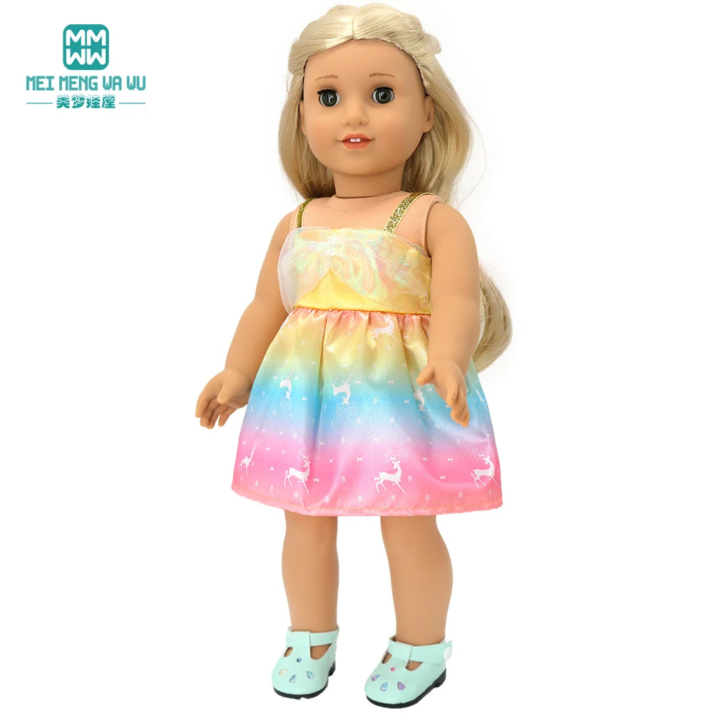Fits 17-18inch American Doll and New Born Doll Clothes Fashion Dresses, Hooded Jumpsuit, Cardigan Strap Skirts Toys Gifts
