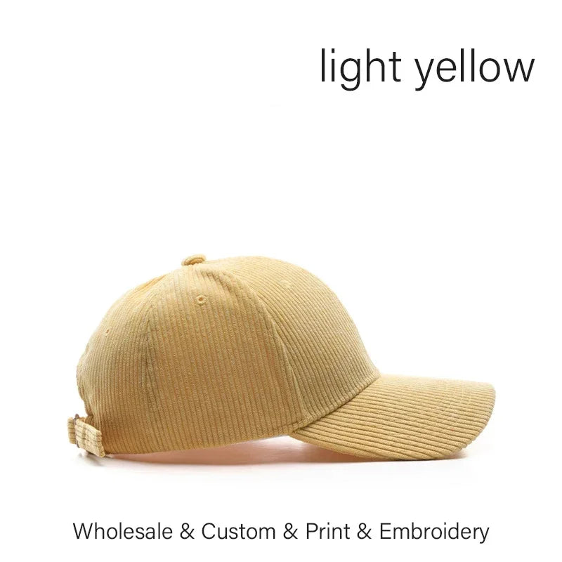 SLECKTON Custom Baseball Cap for Women and Men Fashion Design Brand LOGO Letter Embroidery Hats Corduroy Hats Unisex Wholesale