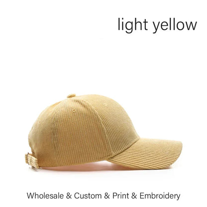 SLECKTON Custom Baseball Cap for Women and Men Fashion Design Brand LOGO Letter Embroidery Hats Corduroy Hats Unisex Wholesale
