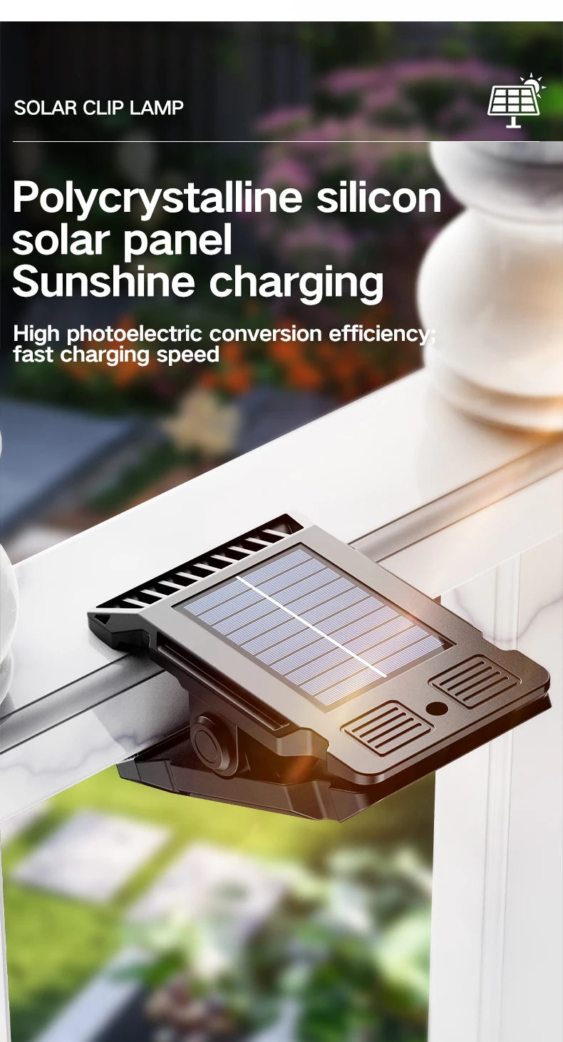 Solar powered courtyard lamp, household garden lighting, human body sensing multifunctional outdoor clip on lawn lamp