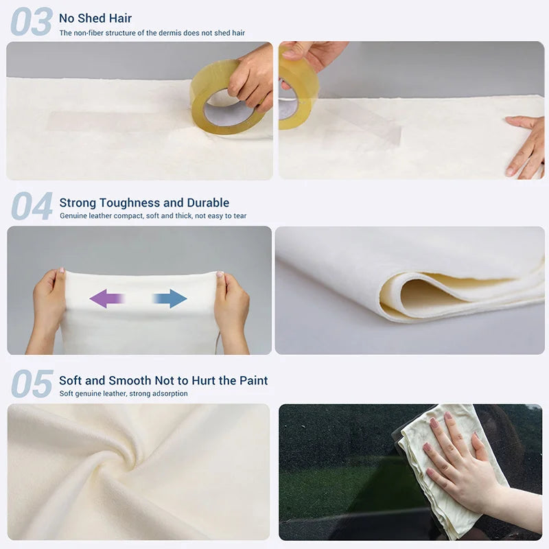 SEAMETAL Car Care Cleaning Towel Natural Sheepskin Quick Drying Cloth Super Absorbent Washing Towels Car Wash Tool Accessories