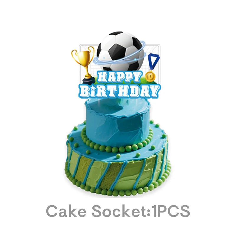 Blue Football Birthday Party Decoration Supply Birthday Soccer Plates Cups Napkins Towel Paper Tableware Tablecloth Party Favor