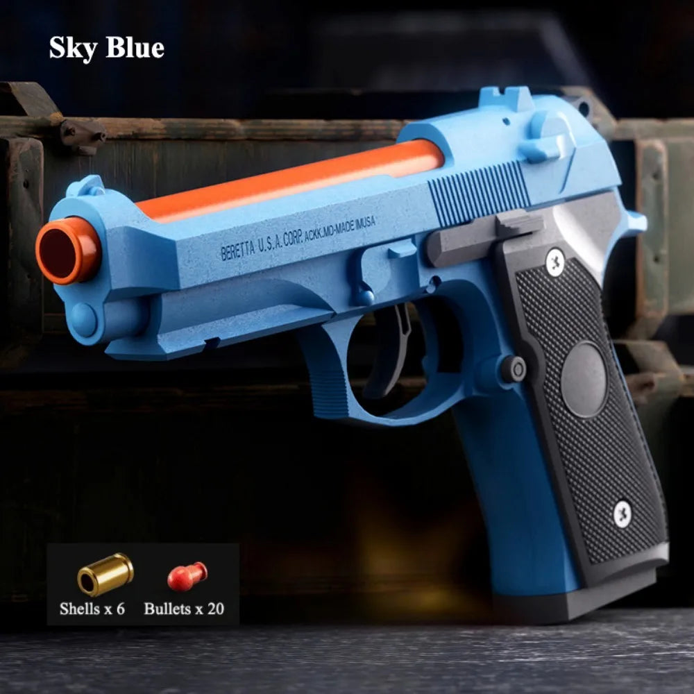SIG17 Shell Throwing Toy Gun Continuous Firing Blowback Soft Bullet Pistol Model Empty Hanging Children's Toy Boys Gift