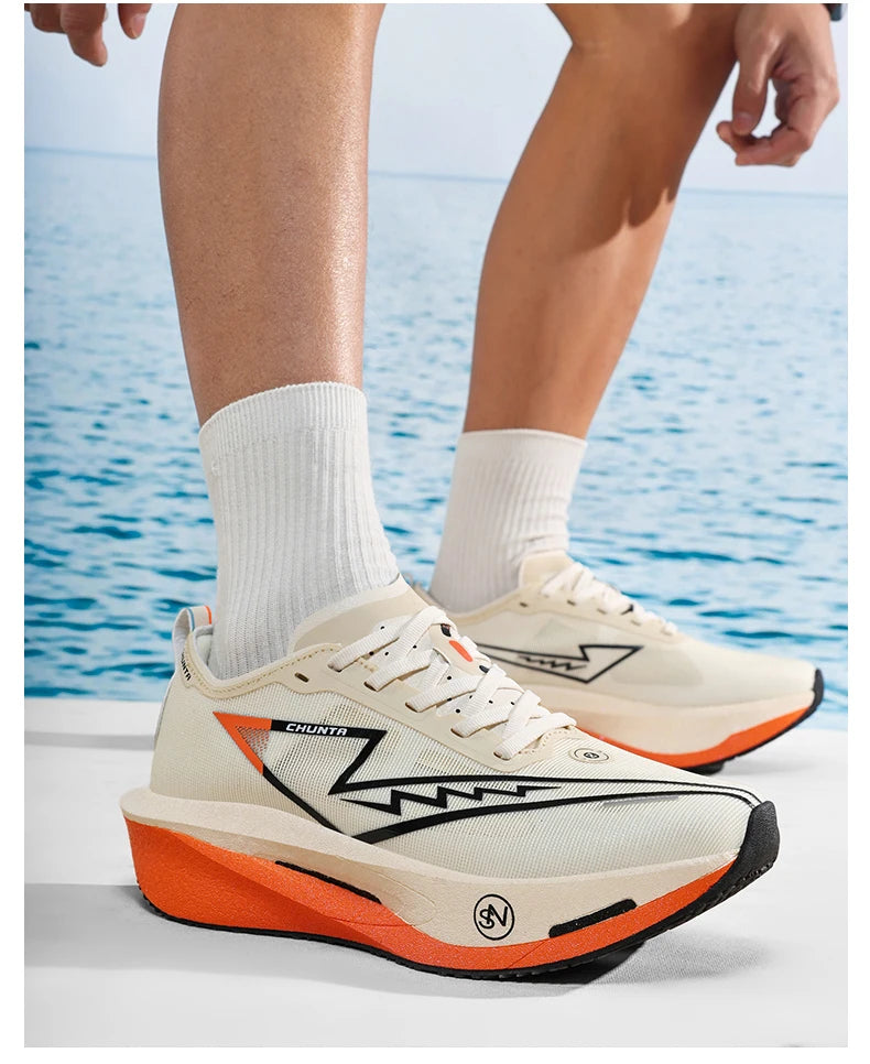 Men's Carbon Plate Breathable Mesh Running Shoes, Women's Marathon Shock-Absorbing and Anti Slip Chunta Sports Shoes