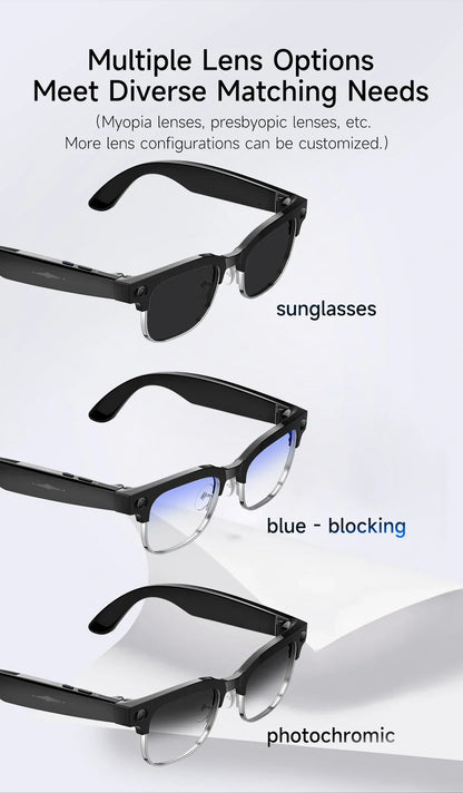 New AI Smart Glasses, 800W Camera Video Recording, AI Photo Recognition, Bluetooth Call & Voice Translation Eyewear