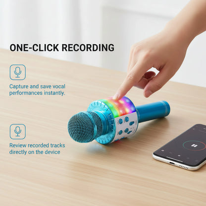 Karaoke Microphone for Kids & Adults - Bluetooth Microphones Singing Mic with Disco Lights, Portable Karaoke Player for Gifts