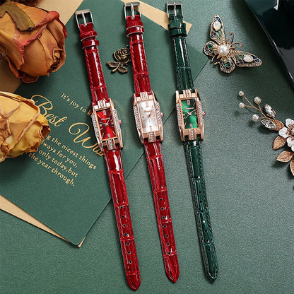 Synthetic Diamond Jewelry Set White Woman, Watch, Trendy Style, Gift for Girlfriend, Spine, Woman, 5 Pieces Per Set