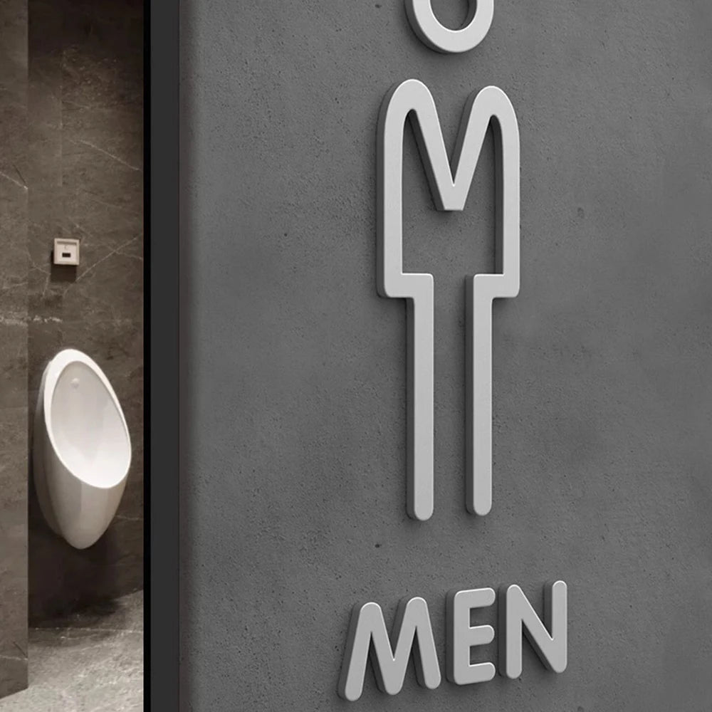 Matte Black Gold Toilet Sign Plate Acrylic 3D Wash Room Door Wall Label Sticker Wc BathRoom Signage Board Art Hotel Home Decor