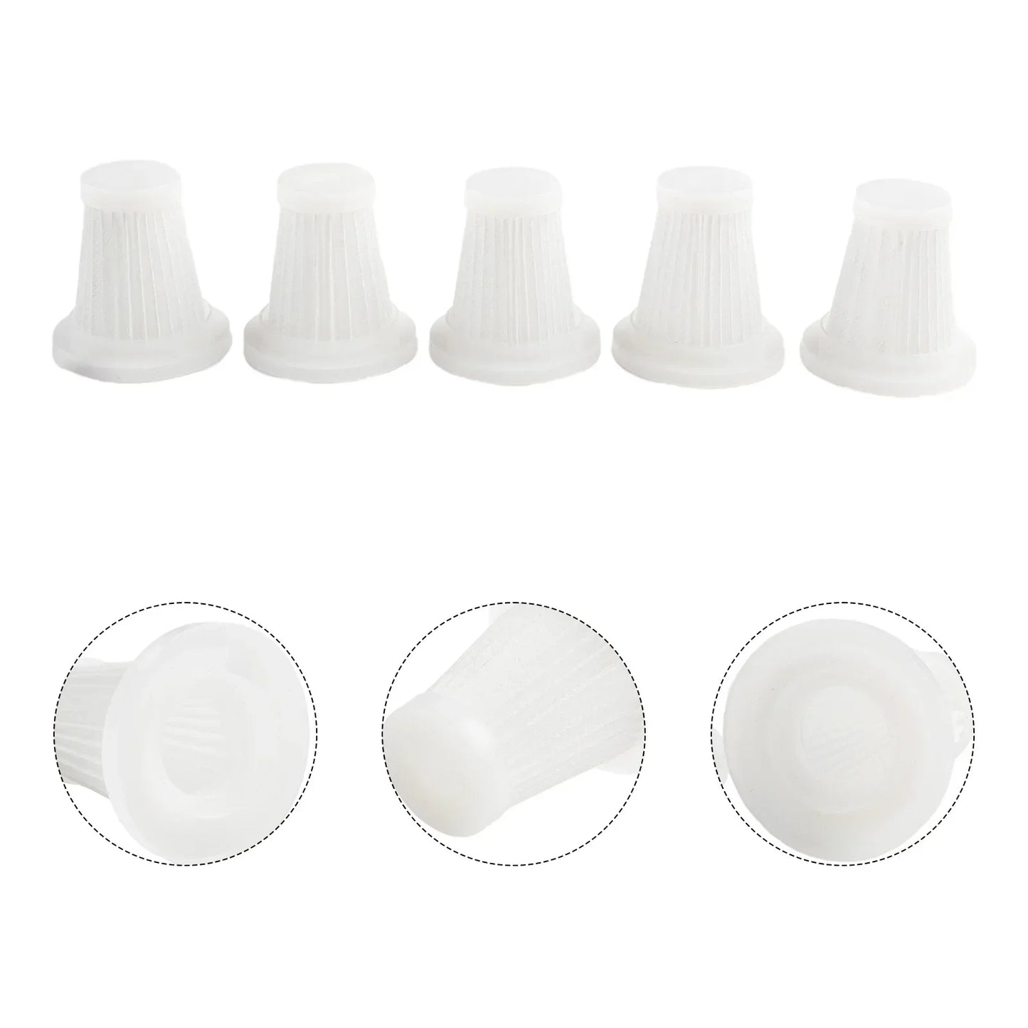 5pcs Car Vacuum Cleaner Filter Wireless Handheld Dust Collector Washable  Air Filter Cartridge Repeatable Applicability Interior