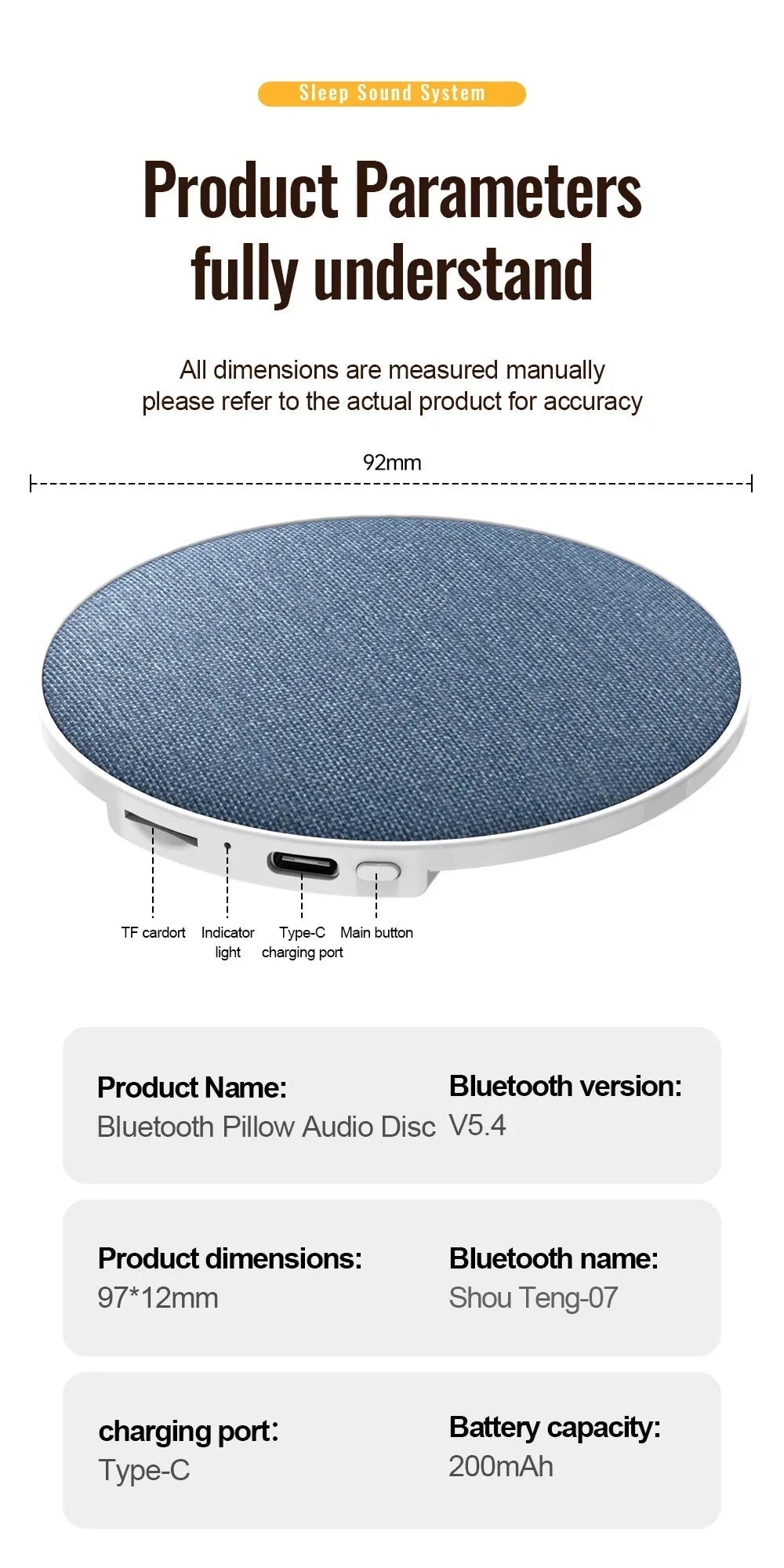 Under Pillow Sleep Speaker Ultra Slim HiFi Noise Reduction Bone Conduction Sound Machine for Deep Sleep Relaxation 2026 New ﻿