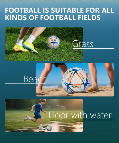 Soccer Ball-Size 5 White Pu For Kids&Adult Youth Men Official Match Game Training Soccer Balls Durable In&Outdoor Football Team