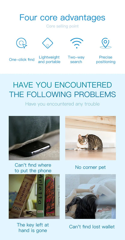 Mini Bluetooth 50 Round Tracker Anti Lost Smart Locator Device For Pet Kids Bag Wallet Tracking Finder Accessory