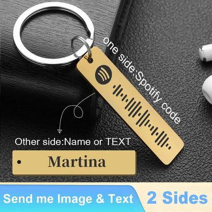 Personalized Spotify Code Keychains Music Keyrings Customized Scannable Song Name Key Rings Chains Best Gift for Car Couple P040