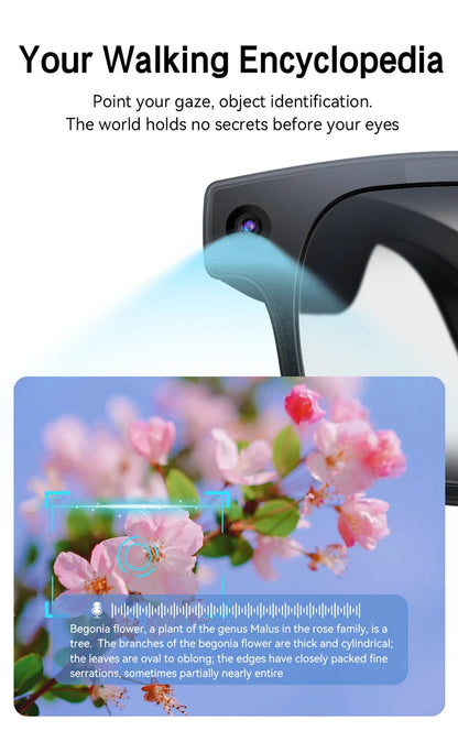 4K HD 800W Pixel Camera Smart Glasses Video Recording AI Photo Recognition Bluetooth Call Voice Translation Sunglasses