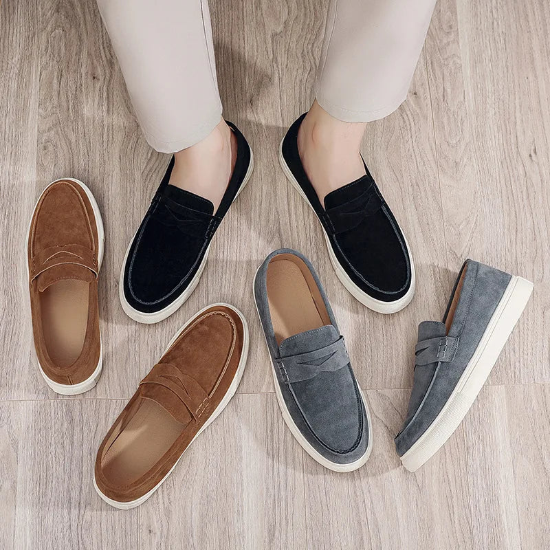 New Fashion Men's Board Shoes Comfortable  Breathable  loafers Versatile Thick soled male Casual Single Shoes