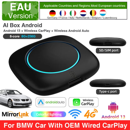 Wireless CarPlay for BMW ID6 ID7 ID8 ID9 OEM Wireless CarPlay Android Auto AI Box Intelligent System Android 13 4+64GB 8+256GB
