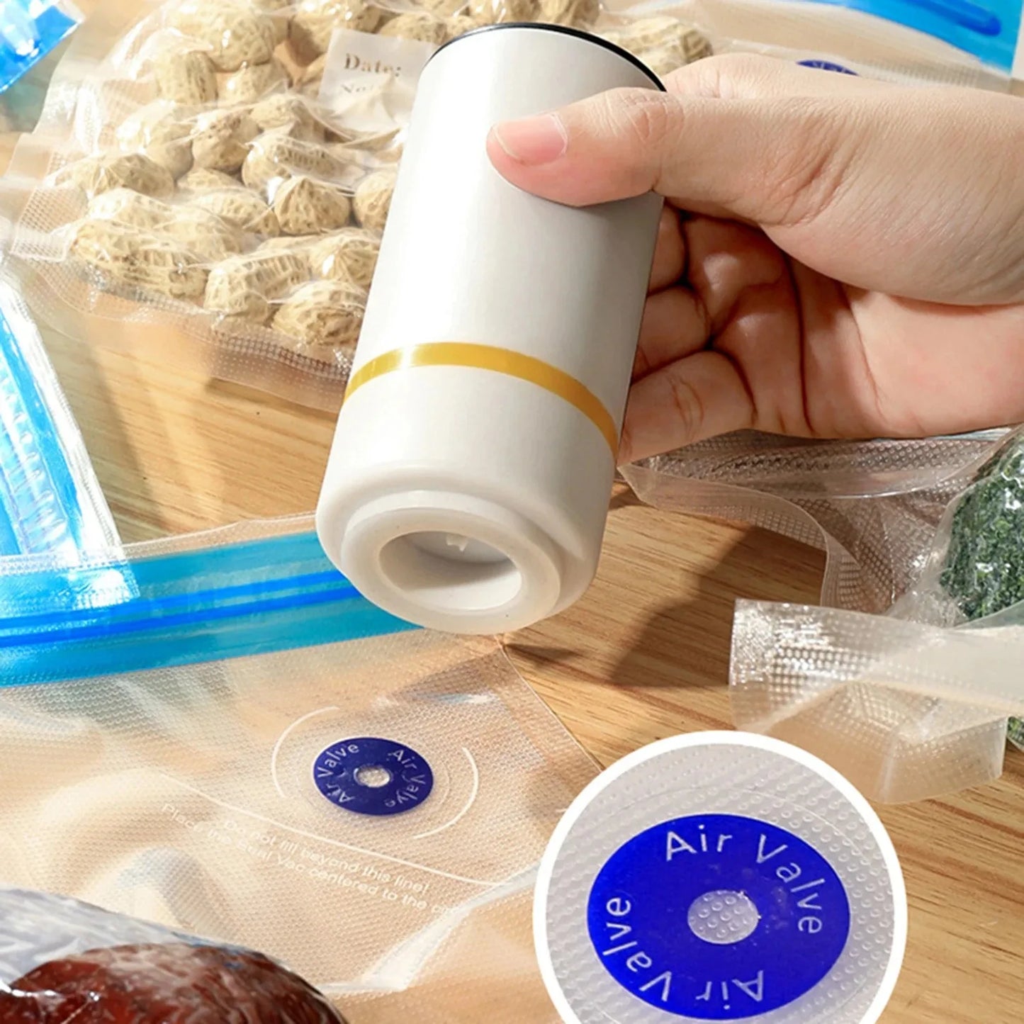 LEMEENQ USB Rechargeable Electric Air Pump for Vacuum Sealed Food Bag Household Food Vacuum Compression Bag Reusable Storage Bag