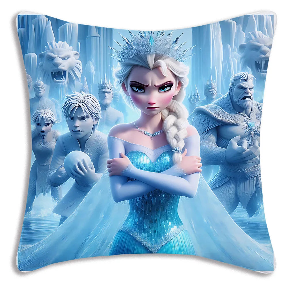 Cute Cartoon Frozens Elsas Pillow Covers Cartoon Sofa Decorative Home Double-sided Printing Short Plush Cute Cushion Cover