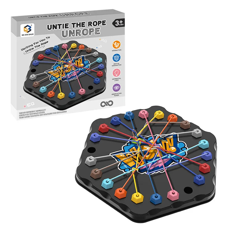 Children Puzzle Board Game Untangle Rope Knots Challenge Social Party Parent-Child Activities Knotted Rope Educational Toy