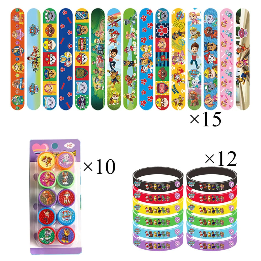 Paw Patrol Party Favors Slap Bracelet Stamps Keychains Gift Bag Stickers Birthday Party Decoration Christmas Stocking Fillers