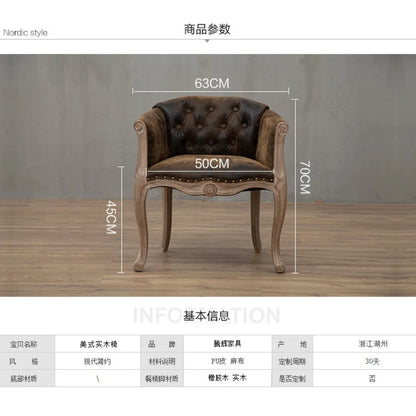 Leisure Sofa Chair, Solid Wood Antique Dining Chair, European Hotel Dining Chair, Living Room Leisure Sofa,Support Customization