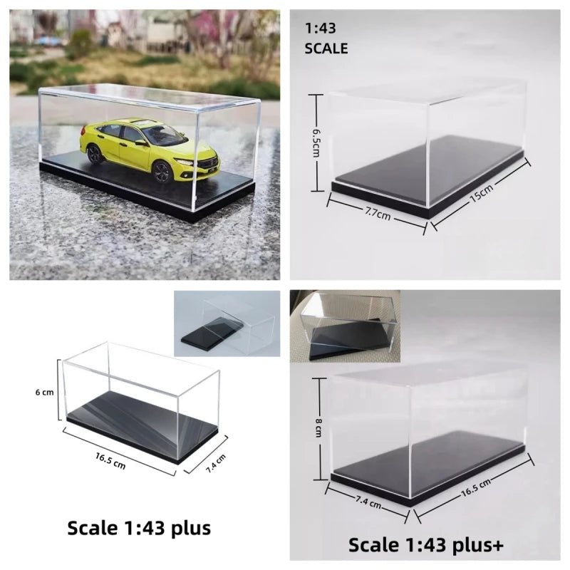 Scale 1/64 1/43 1/32 1/24 1/18 Clear Acrylic Display Box Case for Car Model Dust Cover Pre Made Box Diecast Professional Storage