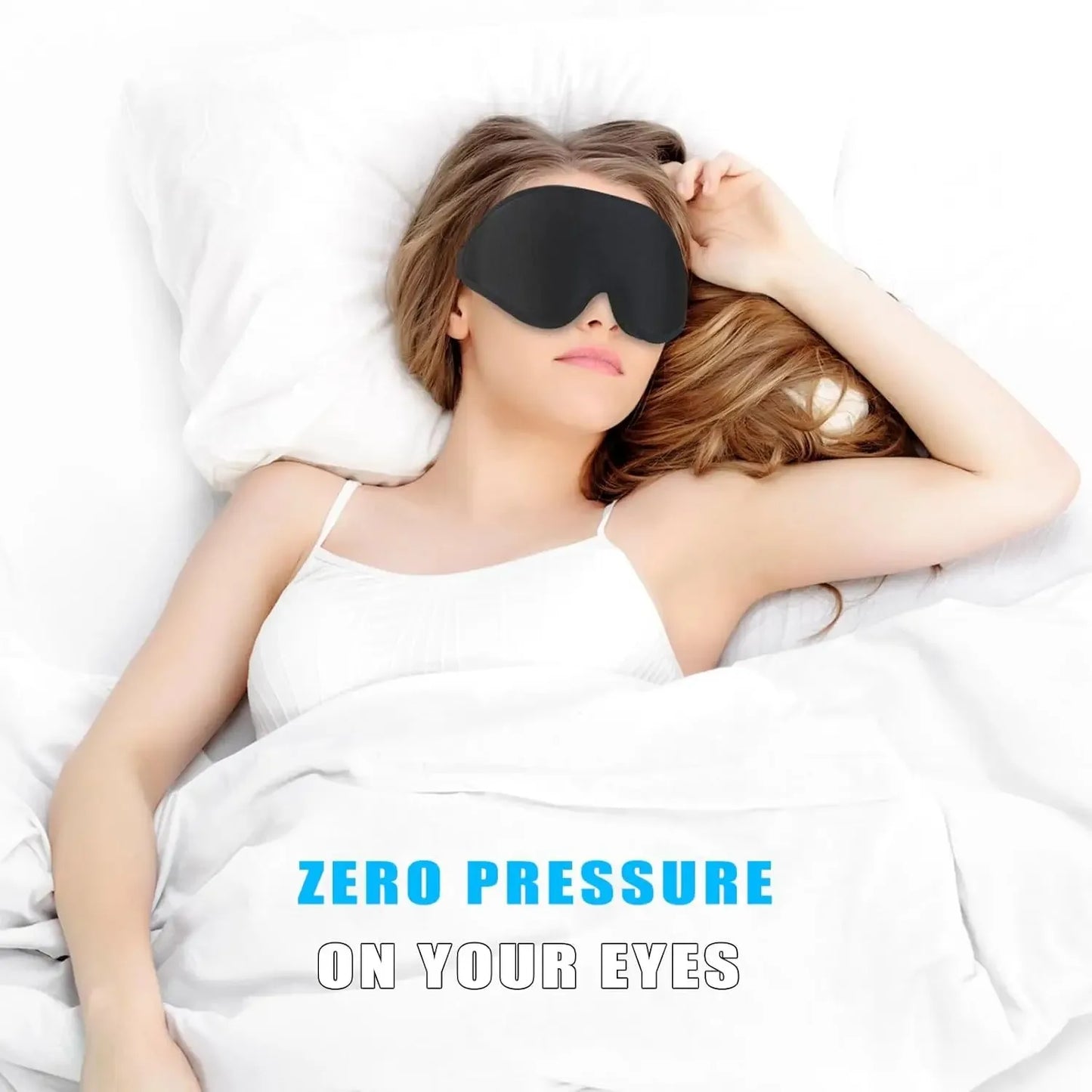 3D Sleep Eye Mask for Sleeping - Insomnia Relief, Light Blocking -  Eye Cover - Adjustable Strap ,With Noise Cancelling Earplugs