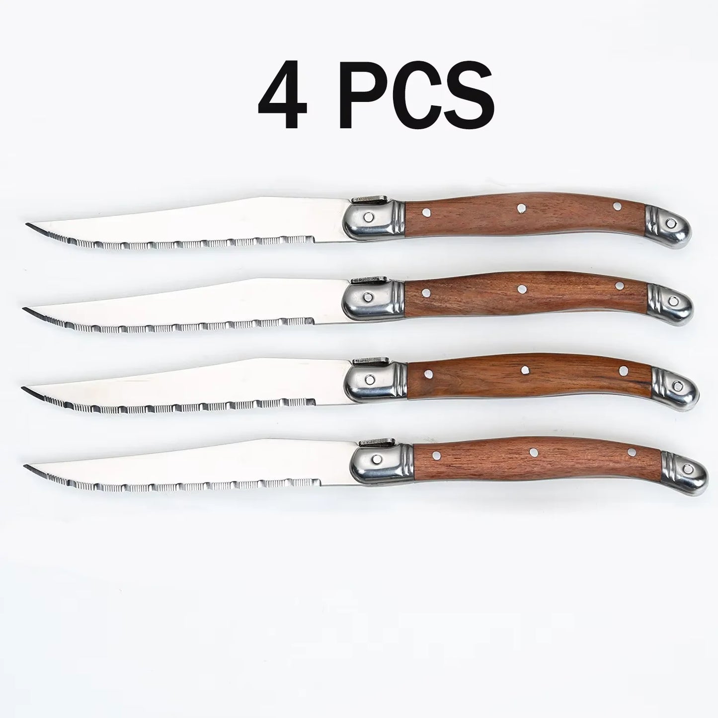 4/6/8P Serrated Steak Knives Set Dinner Knife Cutlery Imitation Steel Table Knife Sharp Handle Cutlery Knife Kitchen Tableware