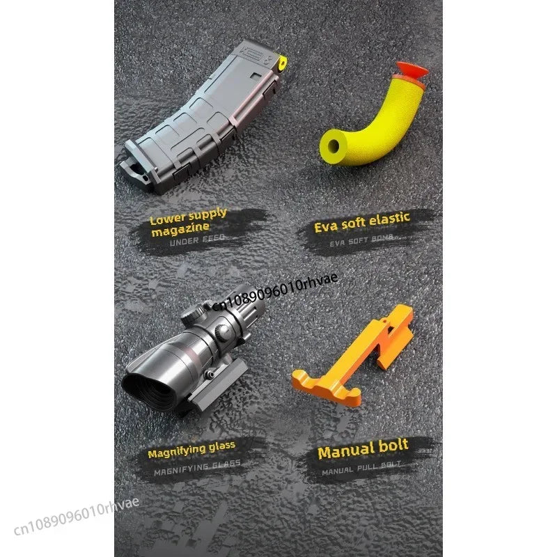 M416 Manual Lower Supply Bolt Soft Bullet Toy Gun Children'S Assault Rifle Single-Shot Submachine Gun 2025 Christmas Gift