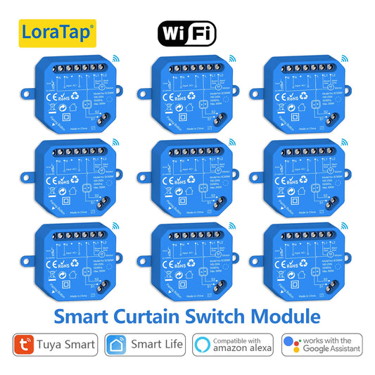 LoraTap Tuya Smart Roller Shutter Curtain Blinds Switch Tubular Motor Percentage Remote Voice Control by Google Home Alexa