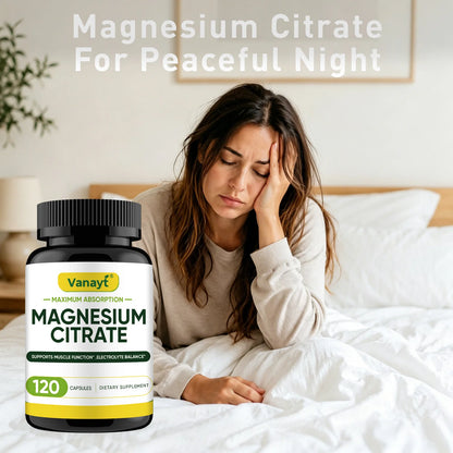 500MG Magnesium Citrate - Supplement for Stress, Relaxation, Bone, Sleep, Heart Health, Nerve, Muscle & Metabolism 120 Capsules