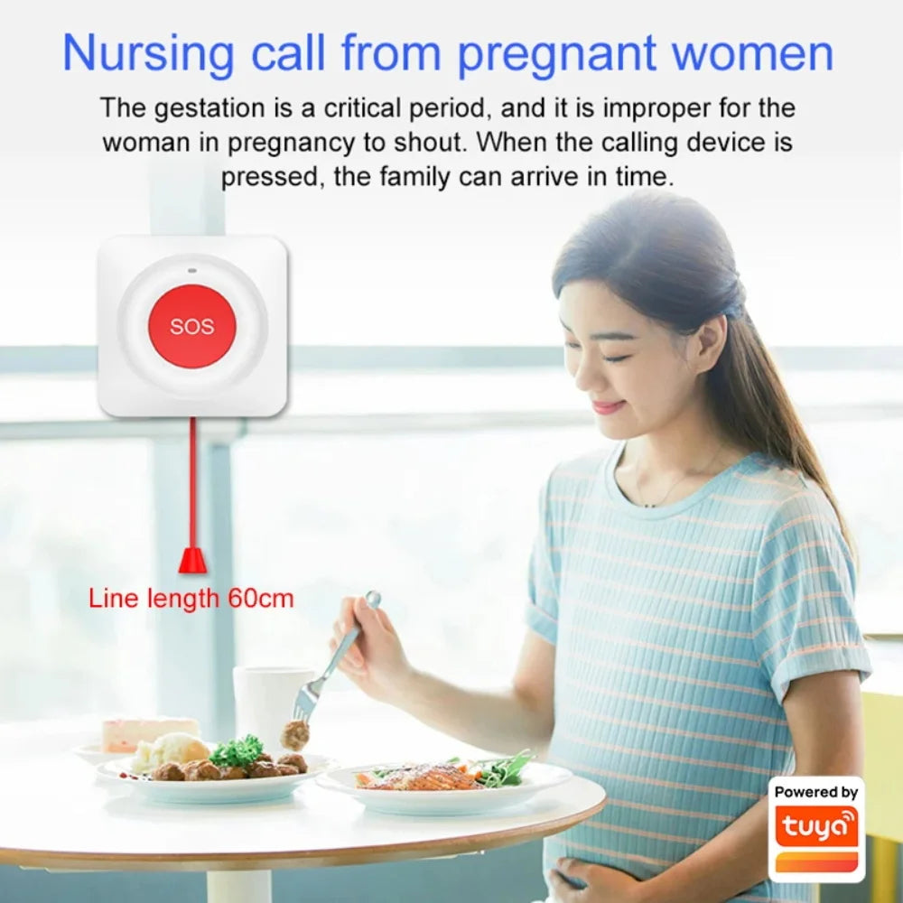 Smart Tuya WiFi/Zigbee Emergency SOS Button Wireless Call Button for Elderly and Patients Safety Alert System for Quick Help