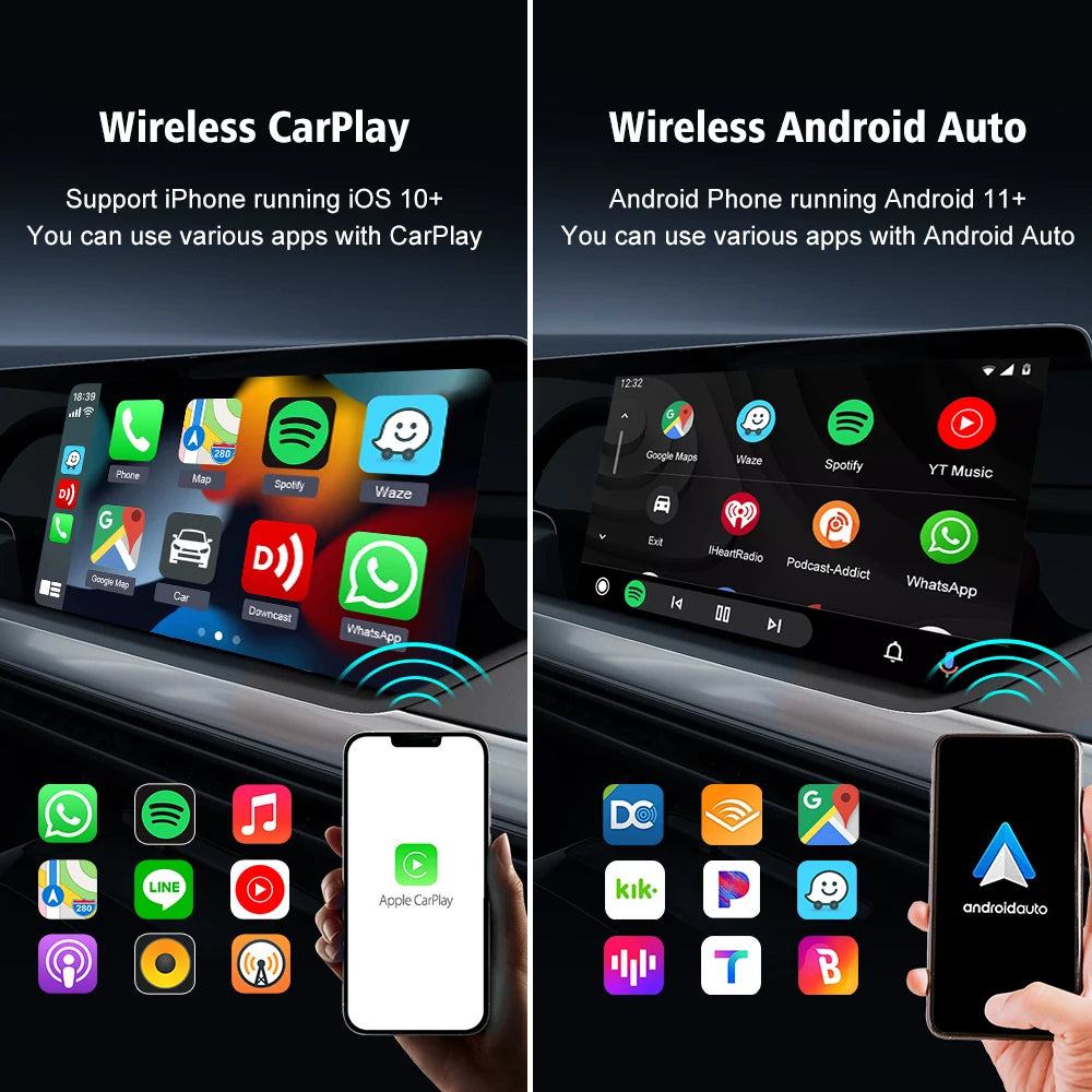 CarlinKit 5.0 & 4.0 Wireless Android Auto Wireless CarPlay Adapter Online Upgrade Plug And Play 2.4G&5Ghz Connect CarPlay Ai Box