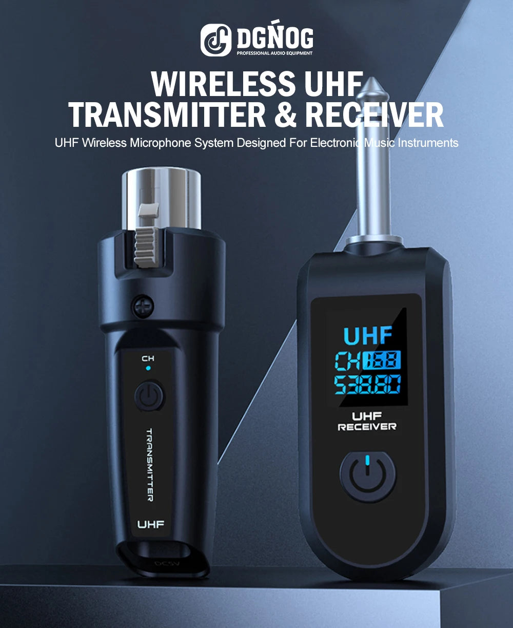 Wireless Microphone Transmitter Receiver System UHF XLR Adapter System for Dynamic Microphone Guitar Audio Mixer PA System DGNOG