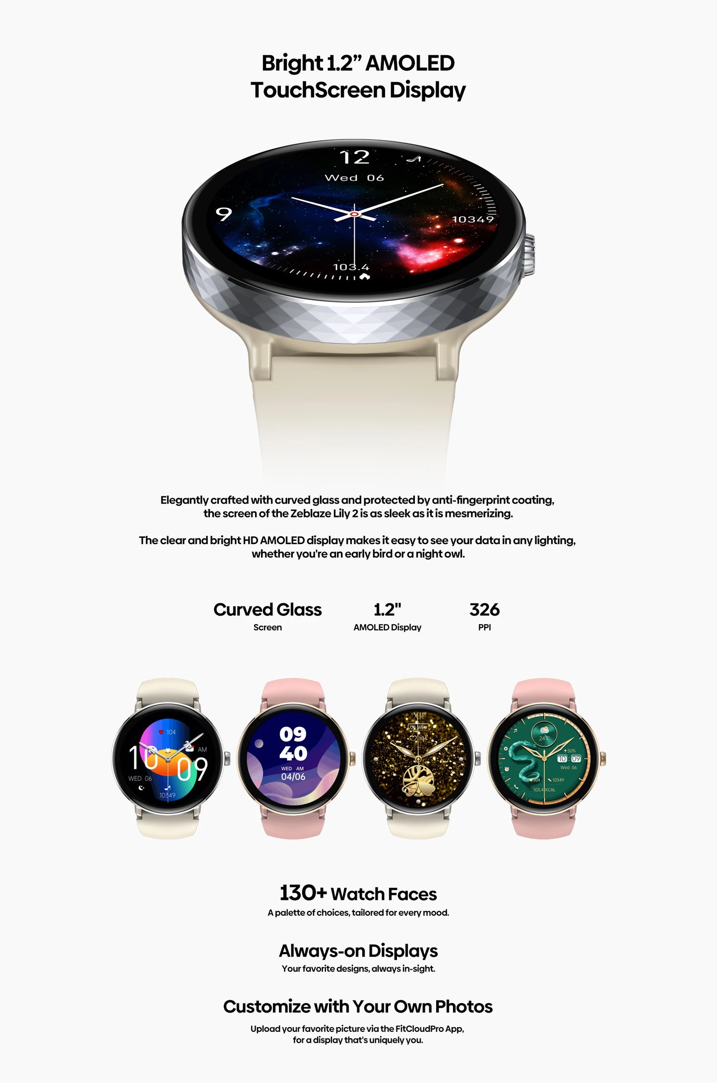 New 2025 Zeblaze LILY 2 Voice Calling Female Smartwatch Double Strap 1.2" HD AMOLED Display Health Monitoring Sports Smart Watch