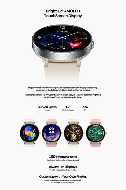 New 2025 Zeblaze LILY 2 Voice Calling Female Smartwatch Double Strap 1.2" HD AMOLED Display Health Monitoring Sports Smart Watch