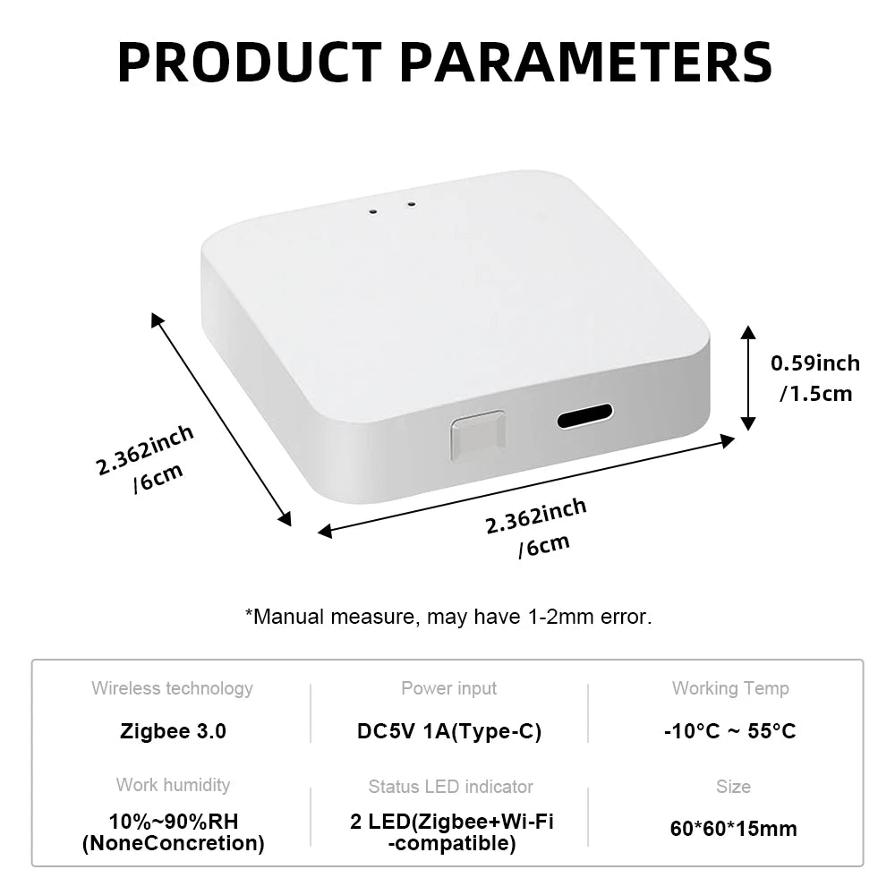 Zigbee 3.0 Gateway Hub Smart Home Wireless Bridge Ewelink APP Remote Control Automation Device Support Type C Charge