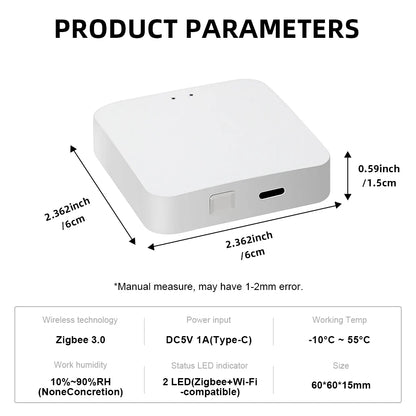 Zigbee 3.0 Gateway Hub Smart Home Wireless Bridge Ewelink APP Remote Control Automation Device Support Type C Charge