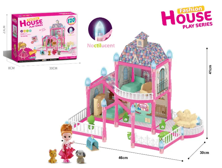 Girls Villa Castle Model Building Block Sets  DIY Bricks Toys  Doll house Villa Children Pretend Play Toys for Girls Gift