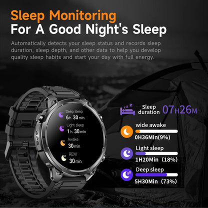 LIGE 2026 Nowy Męski Wojskowy Zegarek Smartwatch GPS Mapa Kompas Pamięć 4GB Bateria 1000mAh Wodoodporność 10ATM Rozmowy Bluetooth HD