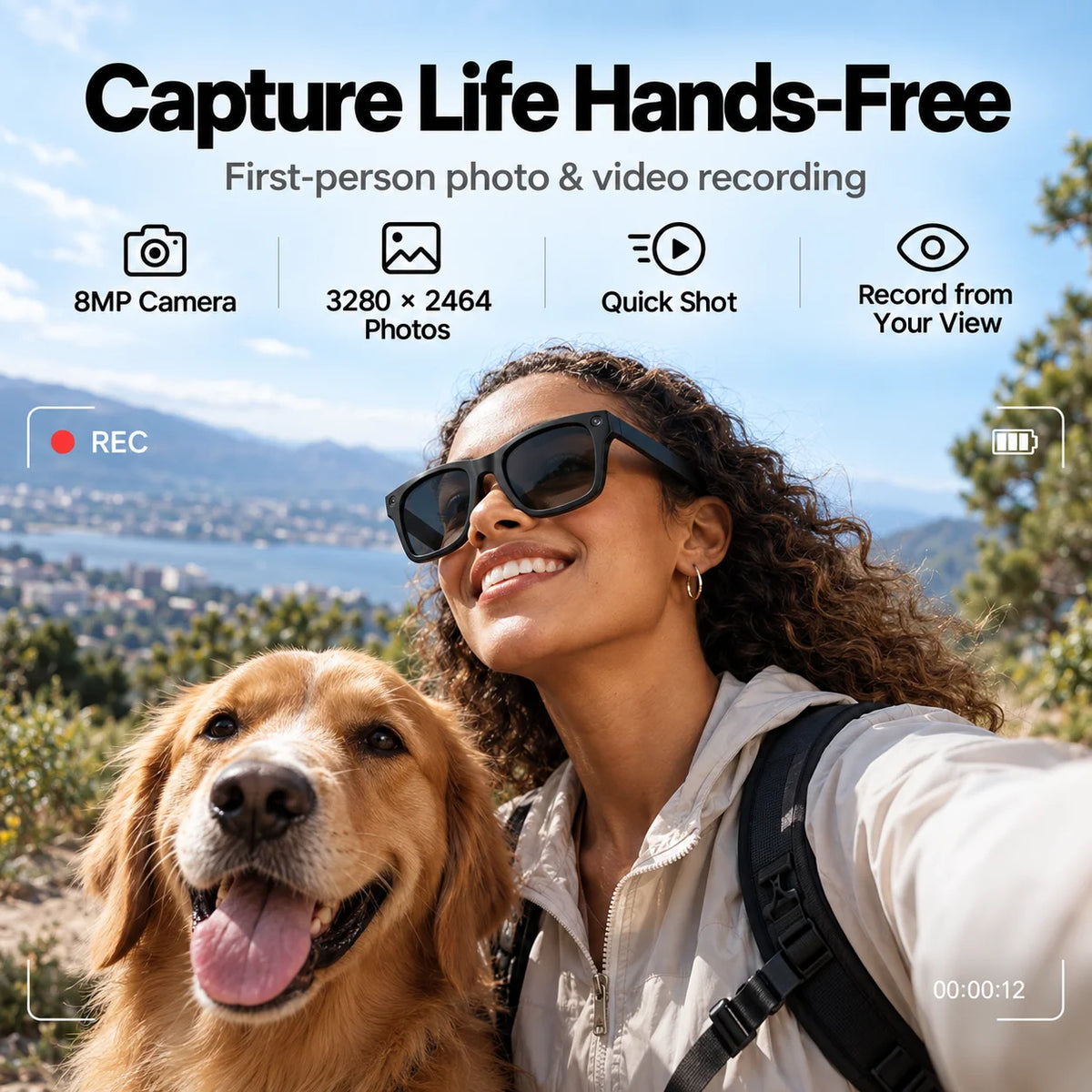 MT5 Ultra AI Smart Glasses 8MP Camera Video Recording Real-Time Translation Bluetooth Call Music with Charging Case