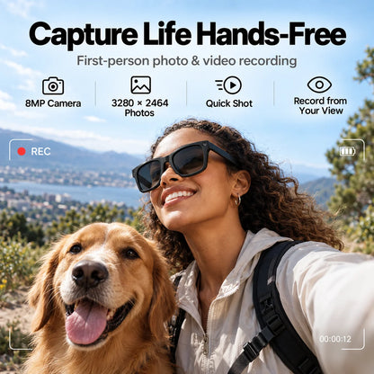 MT5 Ultra AI Smart Glasses 8MP Camera Video Recording Real-Time Translation Bluetooth Call Music with Charging Case