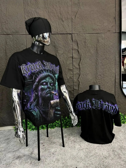 European and American men's summer new Statue of Liberty print comfortable and breathable round neck T-shirt outdoor street top