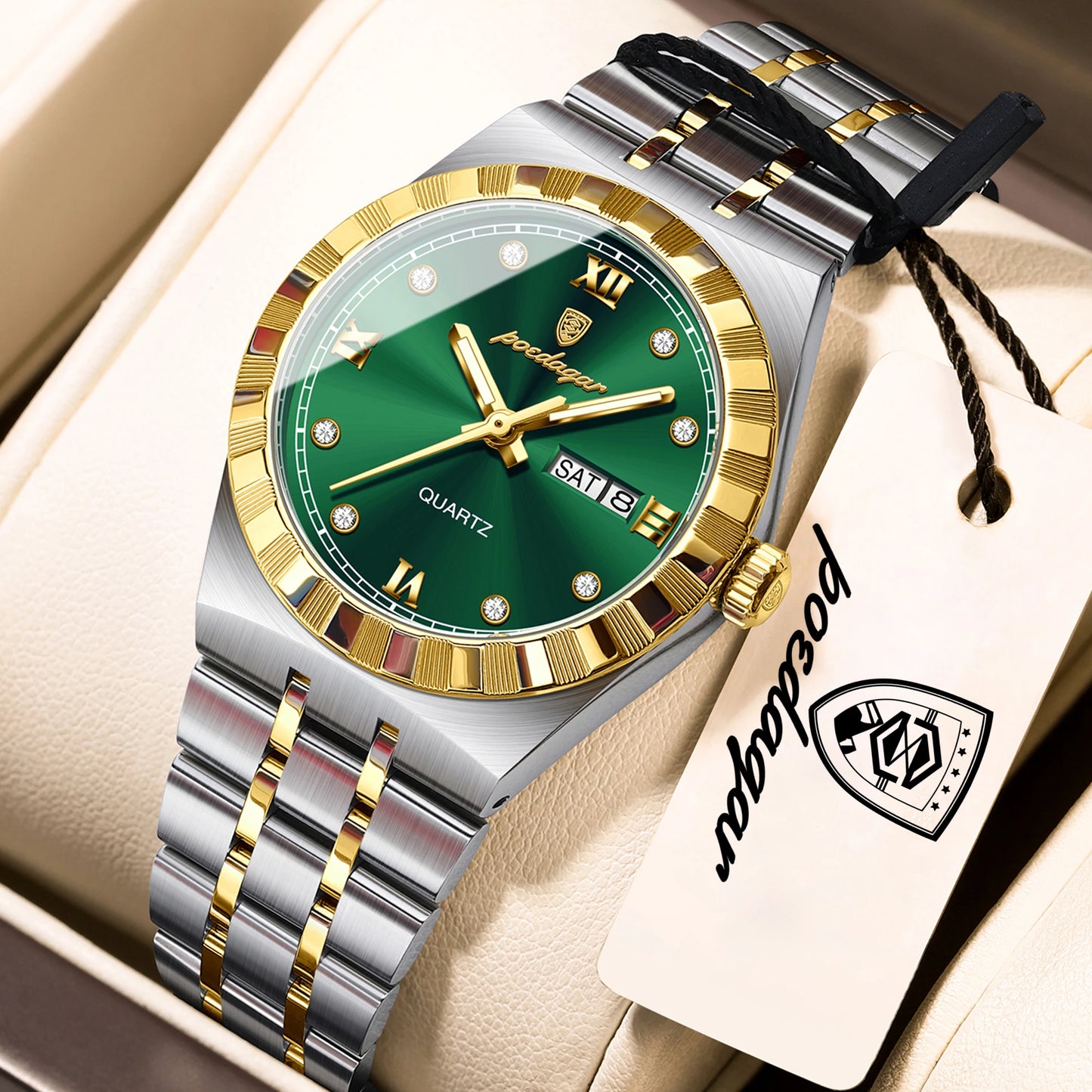 POEDAGAR Elegant Casual Ladies Watch Luminous Waterproof Week Date Fashion Woman Wristwatch Stainless Steel Women Quartz Watches