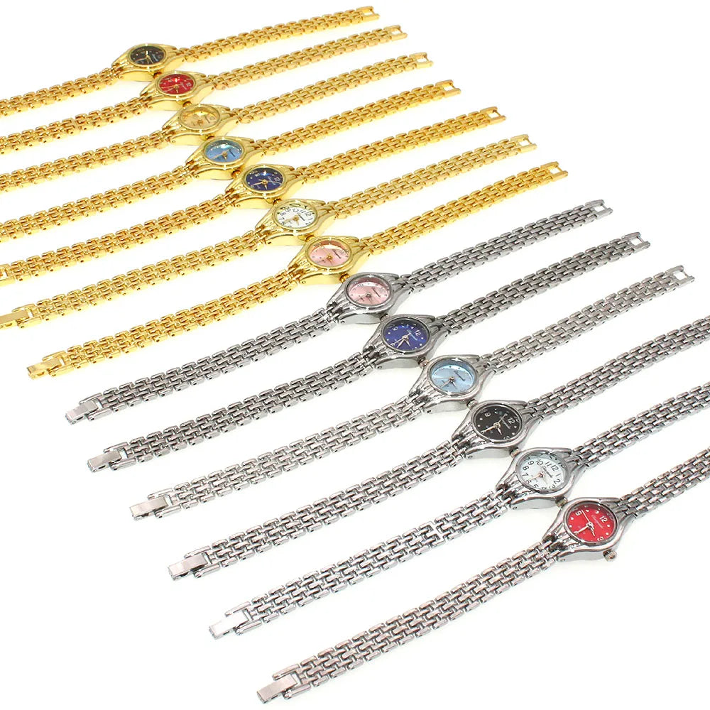 10pcs Women Bracelet Watch Golden Relojes Small Dial Quartz leisure Watch Popular Wristwatch Hour female ladies elegant watches