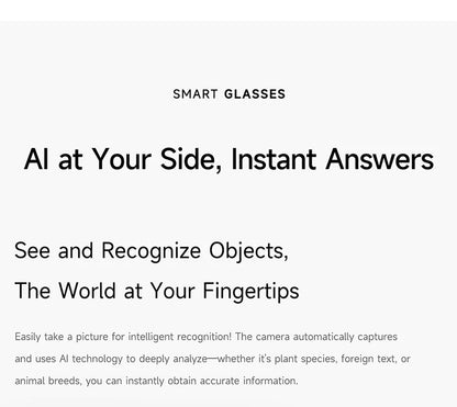 Xiaomi Smart AI Glasses True 800W Video Camera Multifunctional AI Translation Meeting Minutes Music Control Wifi Transmission
