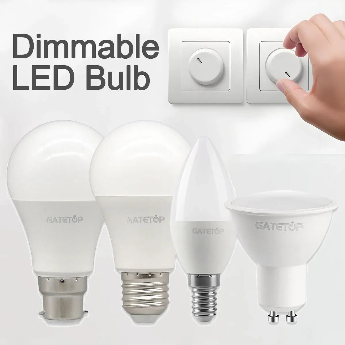 1-10Pack Dimmable GU10 E27 E14 B22 LED Bulb Lamp 220V No flicker Warm white Natural light 3000K 4000K 6000K dimming A60 C37