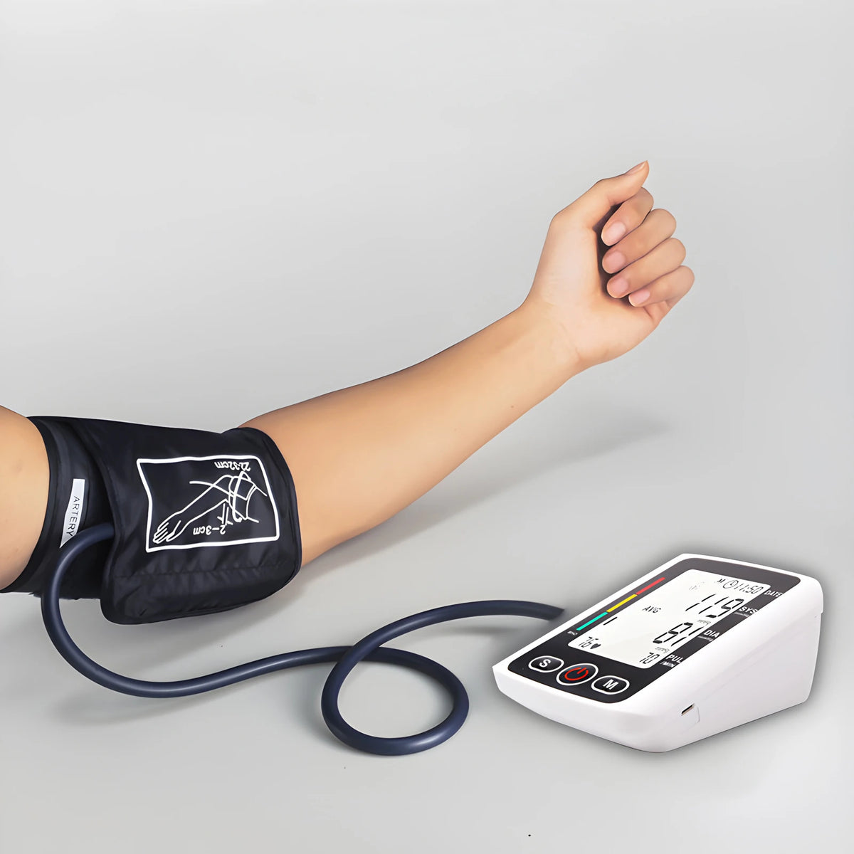 Digital Blood Pressure Monitor Arm Sphygmomanometer Heart Rate Pulse Meters Big Screen Automatic Tonometer with Cuff